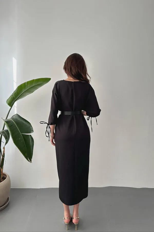 Robe fendue noire Topshop en gros