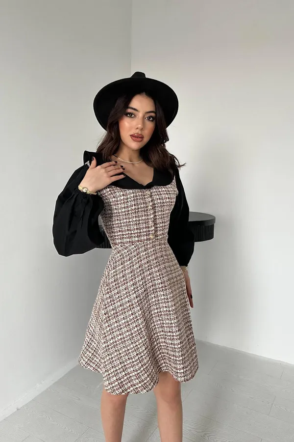 Robe en popeline à bordure en forme de tuile en gros