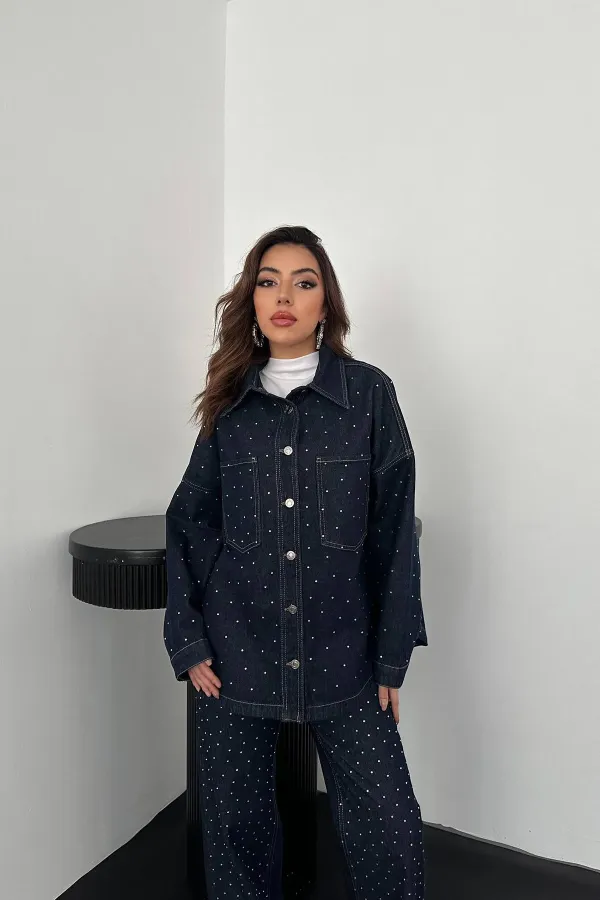 Ensemble chemise et pantalon en denim Blue Stone en gros