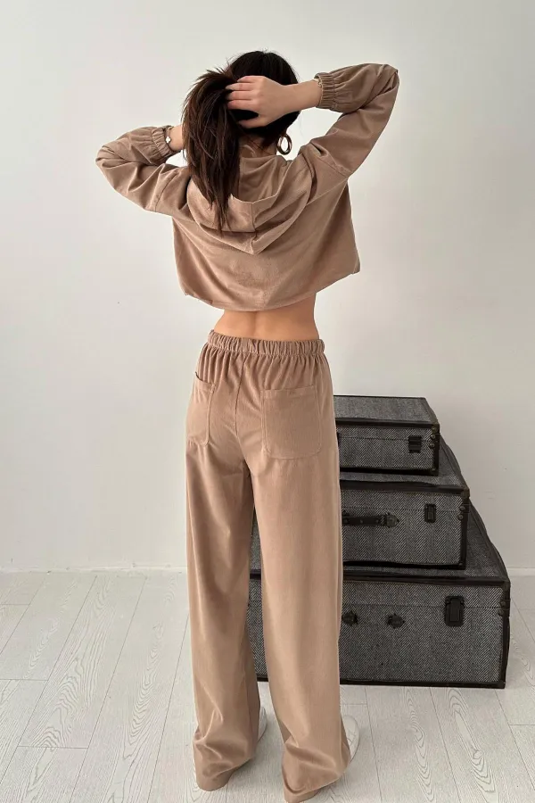 Ensemble en velours fin beige en gros