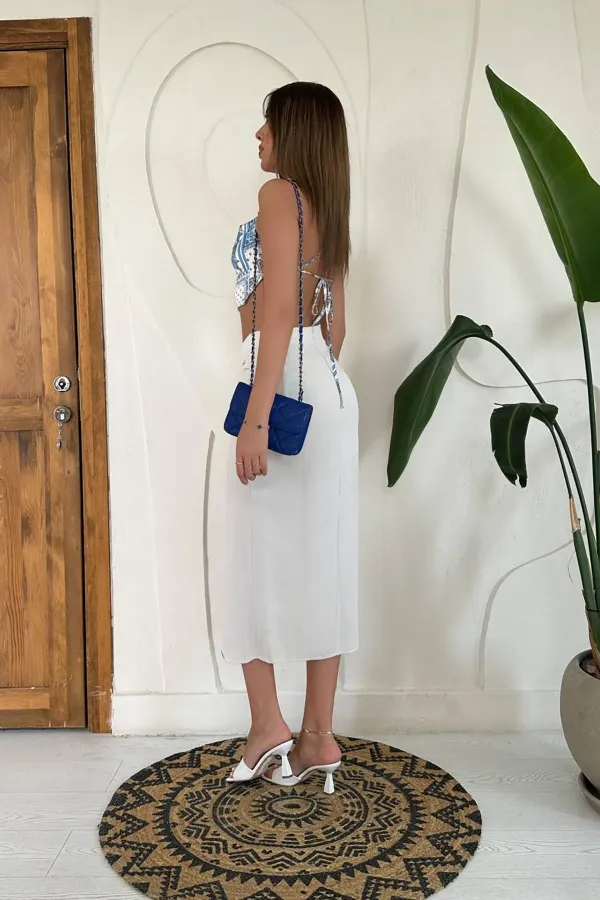 Jupe fendue beige en gros