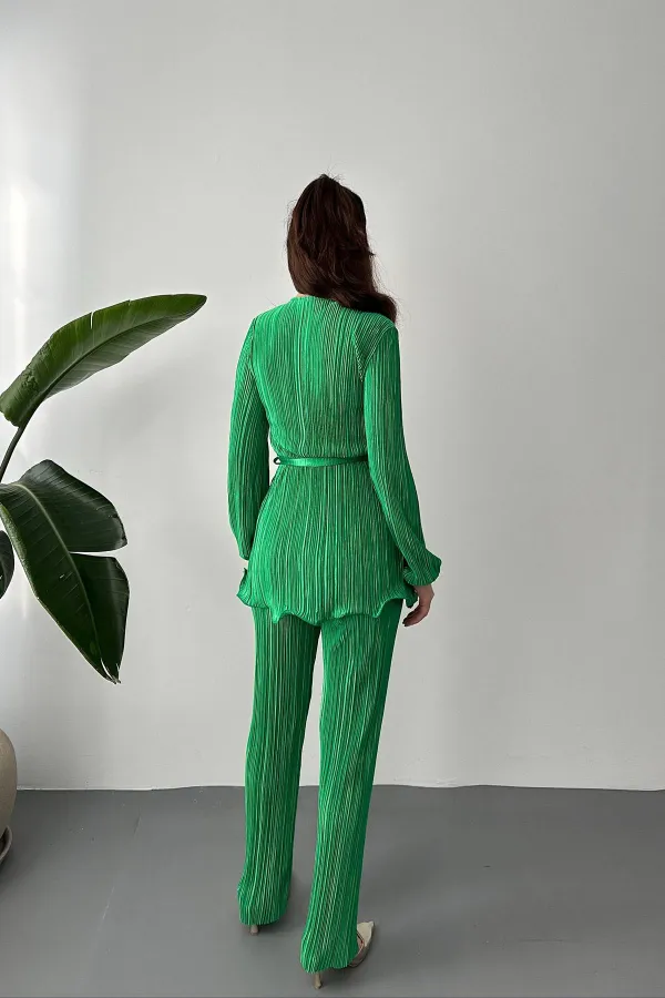 Toptan Yeşil Piliseli Kuşaklı Takım