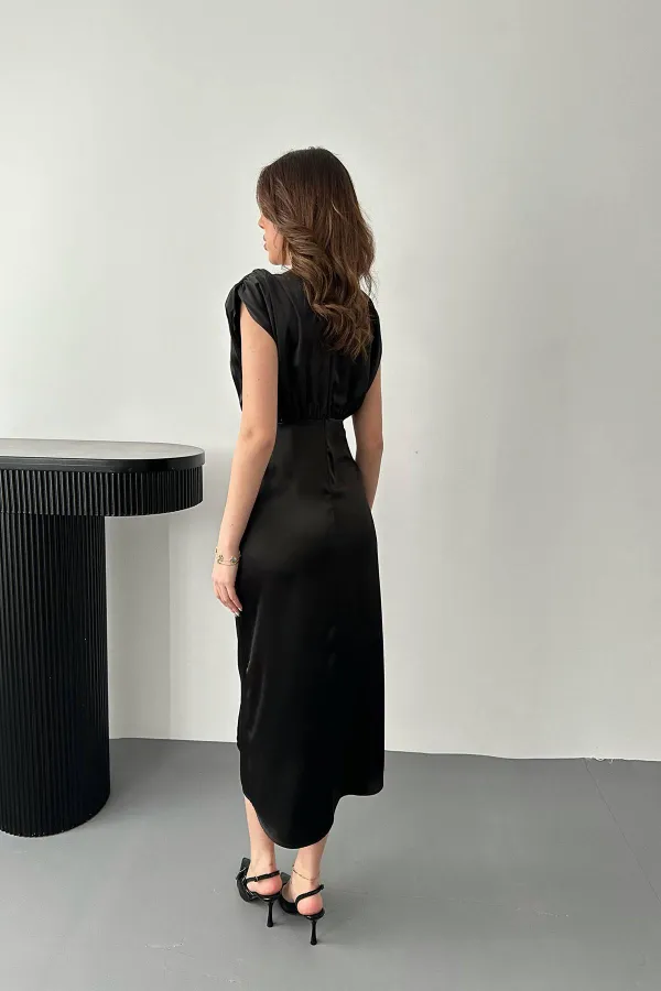 Wholesale Black Helen Dress with Slit Skirt