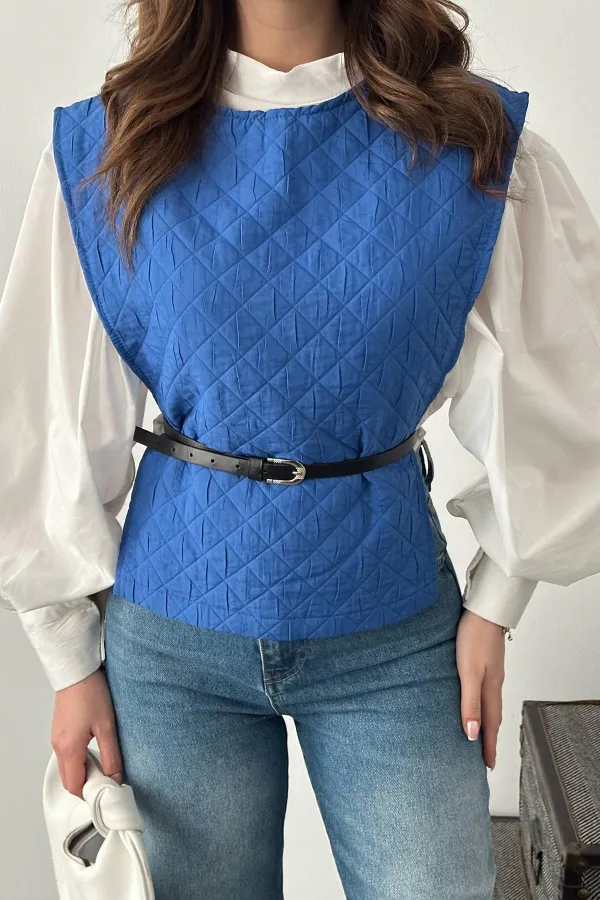 Toptan Mavi Kemerli Gömlek Ve Panço Takım