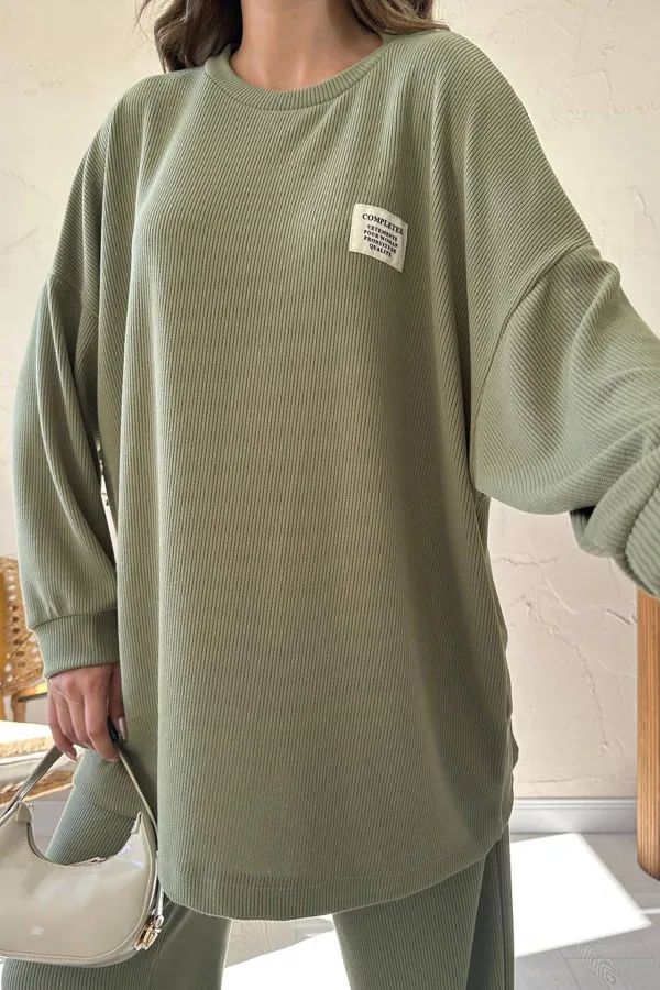 Ensemble pull et pantalon en velours côtelé classique Mint en gros