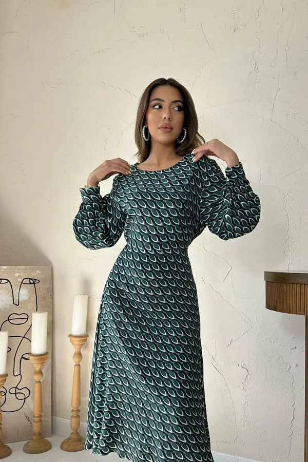 Robe verte fluide à motifs en gros