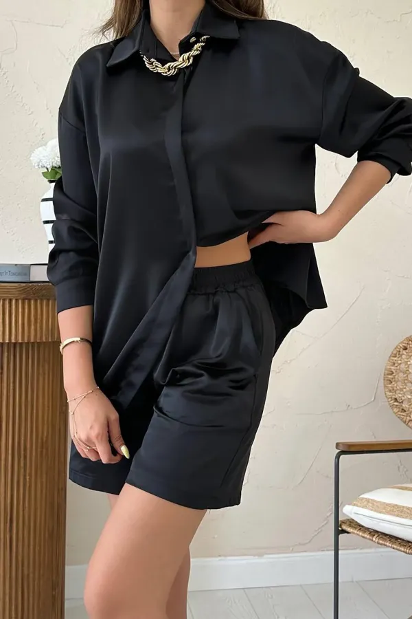 Vente en gros de short en satin noir