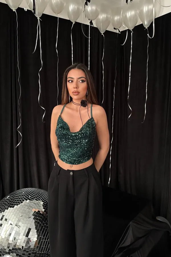 Wholesale Emerald Strappy Degaje Blouse