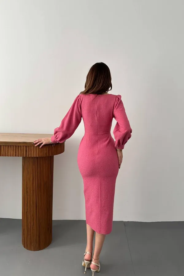 Robe fuchsia à col large en gros