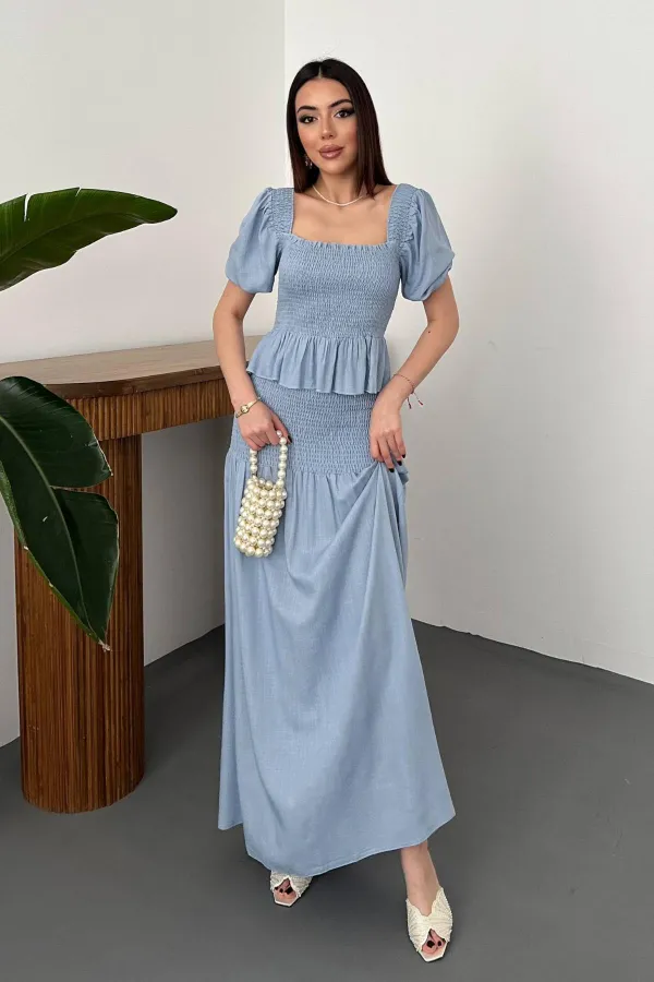 Toptan Mavi Gipeli Keten Takım