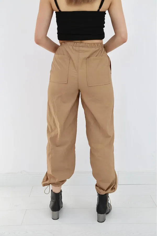 Toptan Camel Lastikli Paraşüt Pantolon
