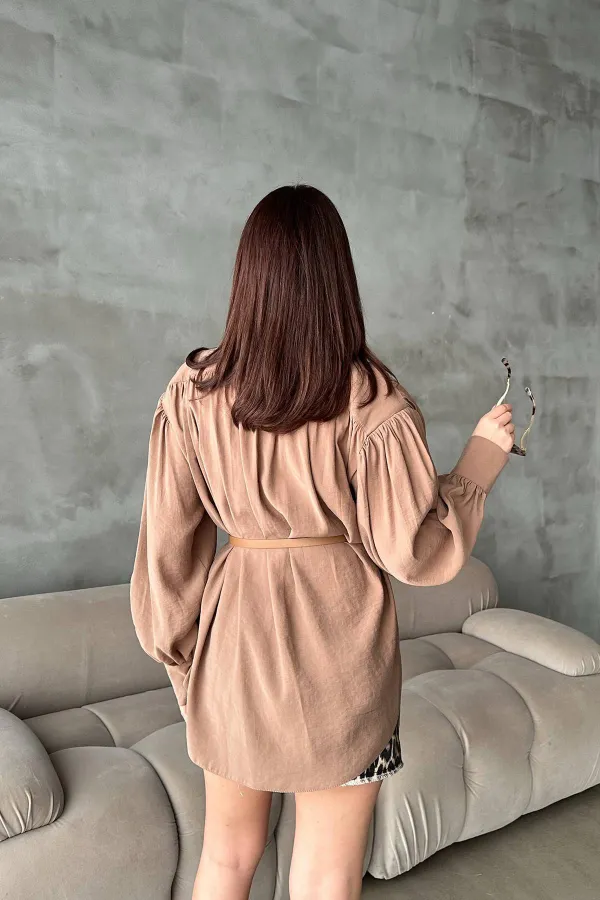 Toptan Camel Kemer Detaylı Modal Gömlek