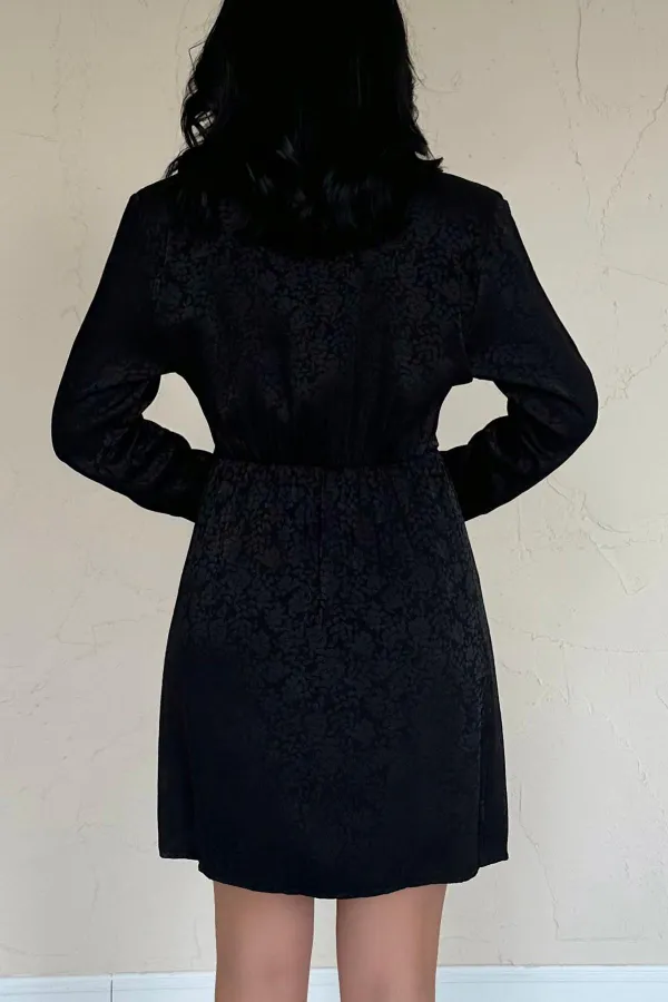 Robe jacquard noire à motifs en gros