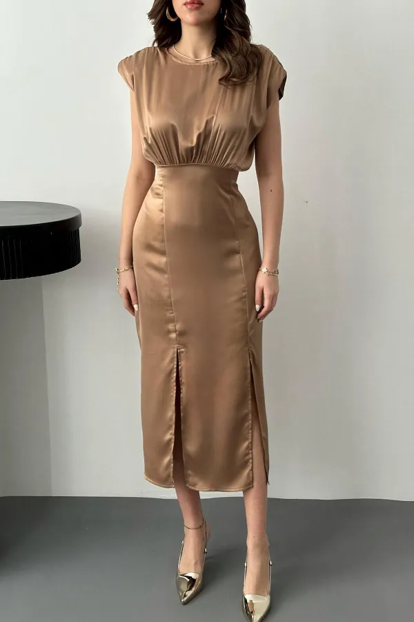 Wholesale Helen Dress with Mink Skirt and Slit