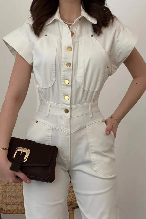 Salopettes en denim gabardine blanche en gros ..