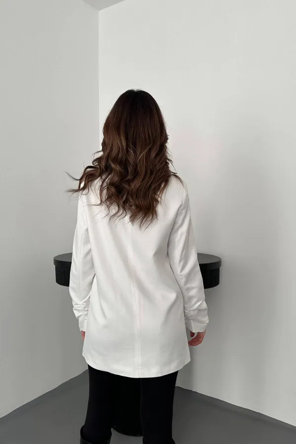 Veste Atlas écrue à manches froncées en gros