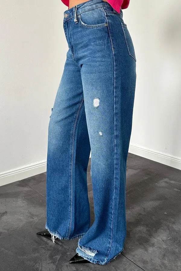 Jeans bleus Palazzo Laser en gros