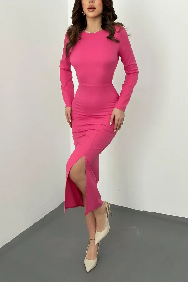 Robe dos nu fuchsia en gros
