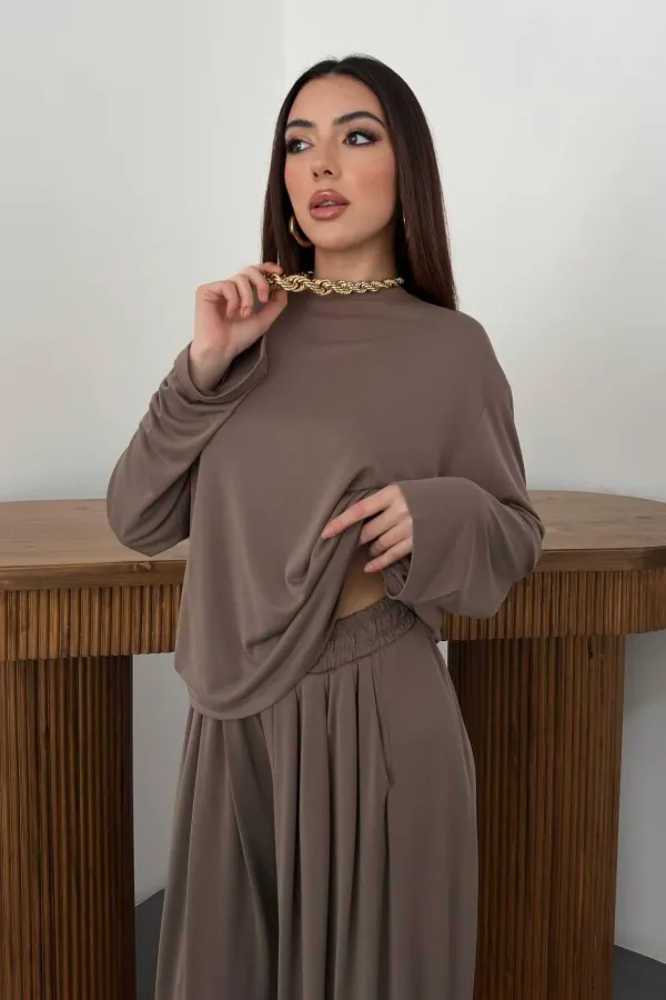 Toptan Camel Uzun Kollu Alt Üst Takım