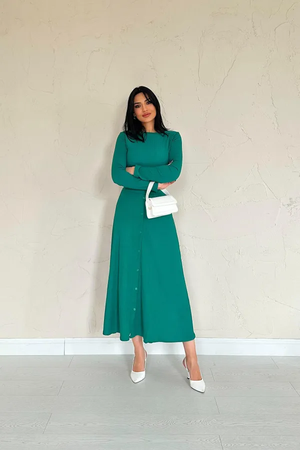 Ensemble chemisier et jupe en velours côtelé vert en gros