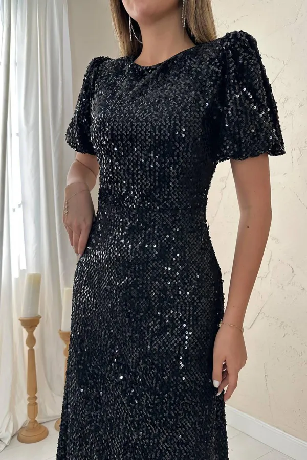 Robe noire à paillettes en gros