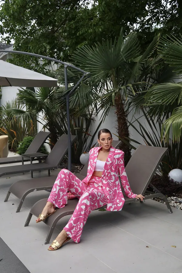 Ensemble veste et pantalon fuchsia en gros