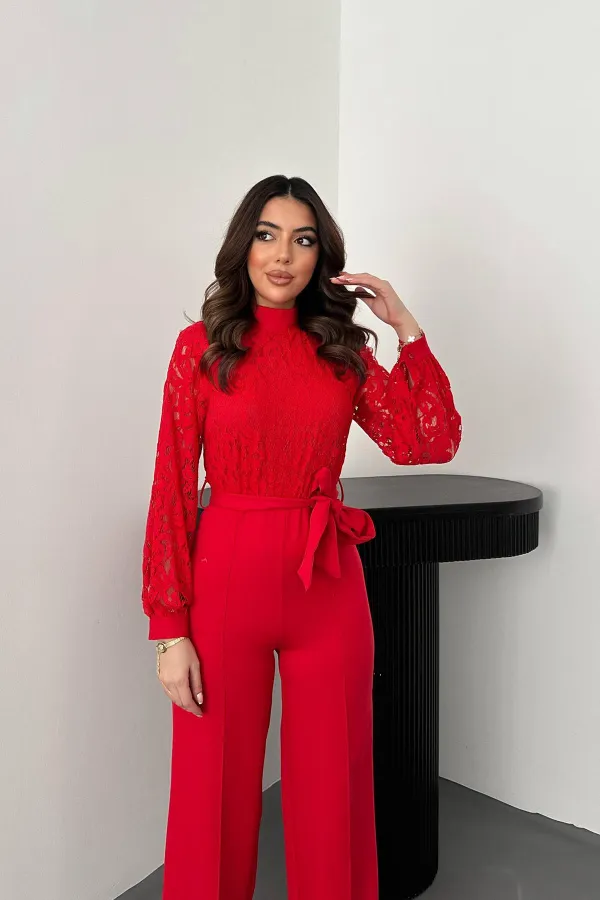 Combinaison en dentelle rouge en gros