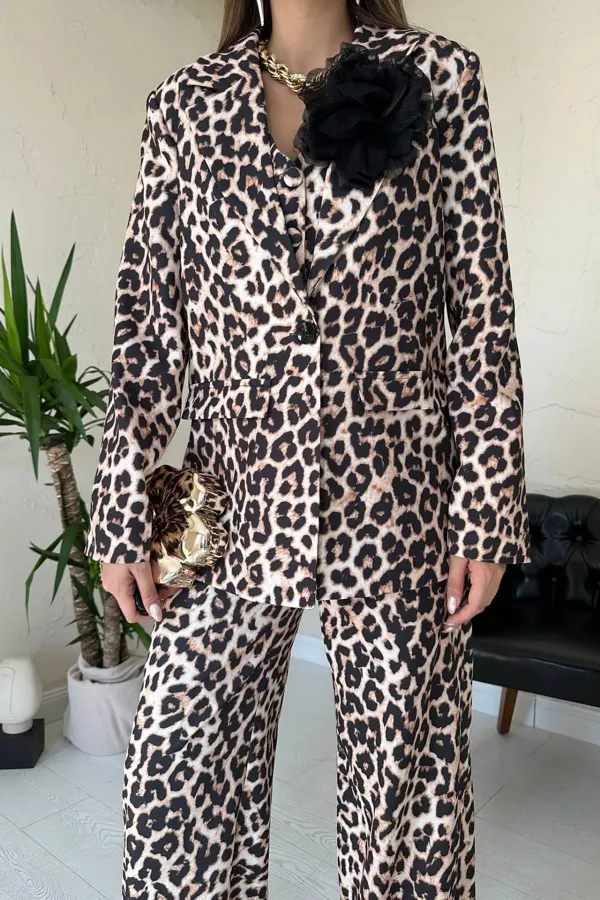 Costume 3 pièces à motif léopard en gros