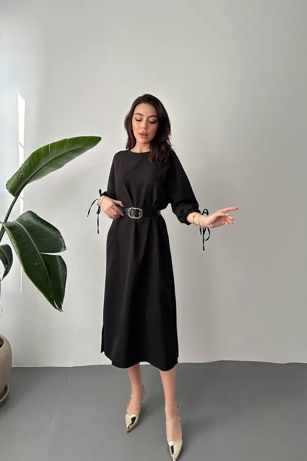 Robe fendue noire Topshop en gros