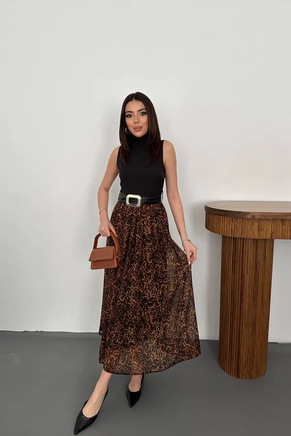 Robe léopard noire en gros avec jupon