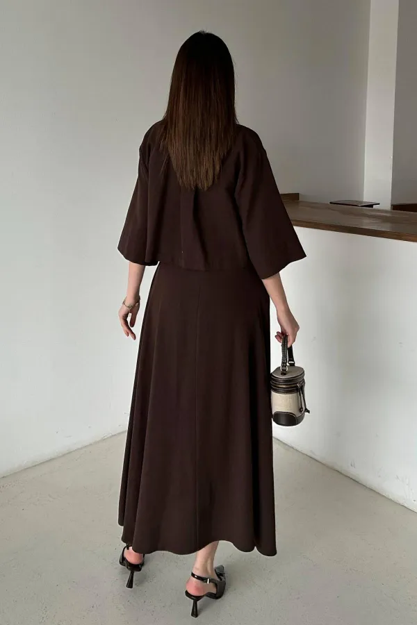 Toptan Kahverengi Askılı Elbise Ve Gömlek