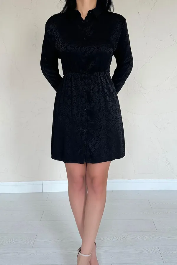 Robe jacquard noire à motifs en gros