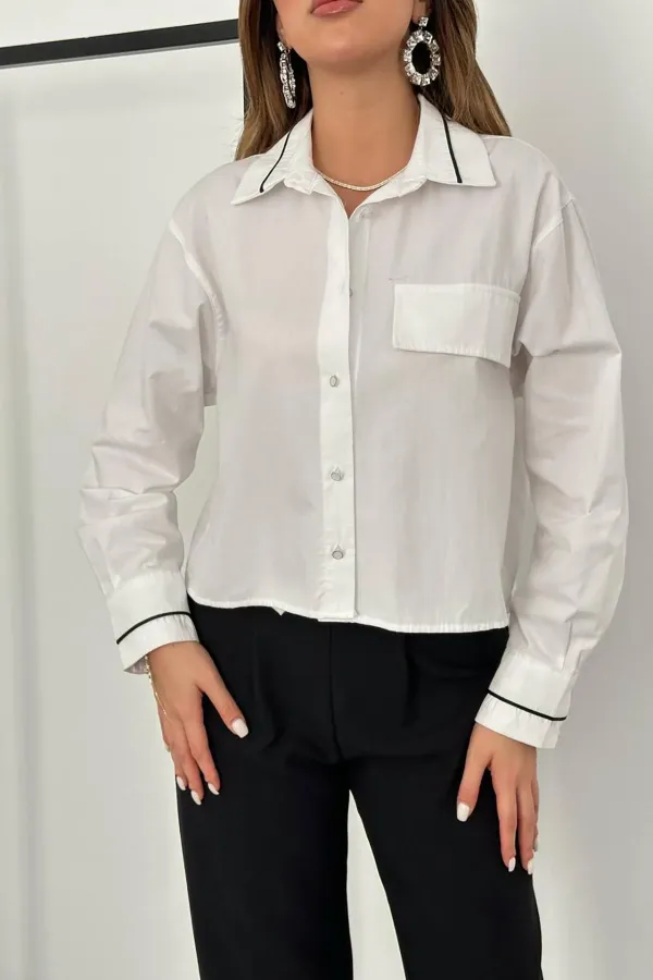 Chemise à passepoil blanc en gros