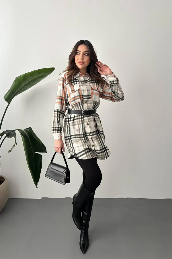 Toptan Mint Oduncu Gömlek Elbise