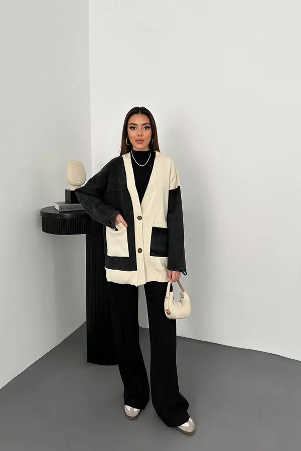 Toptan Siyah Garnili Kot Hırka