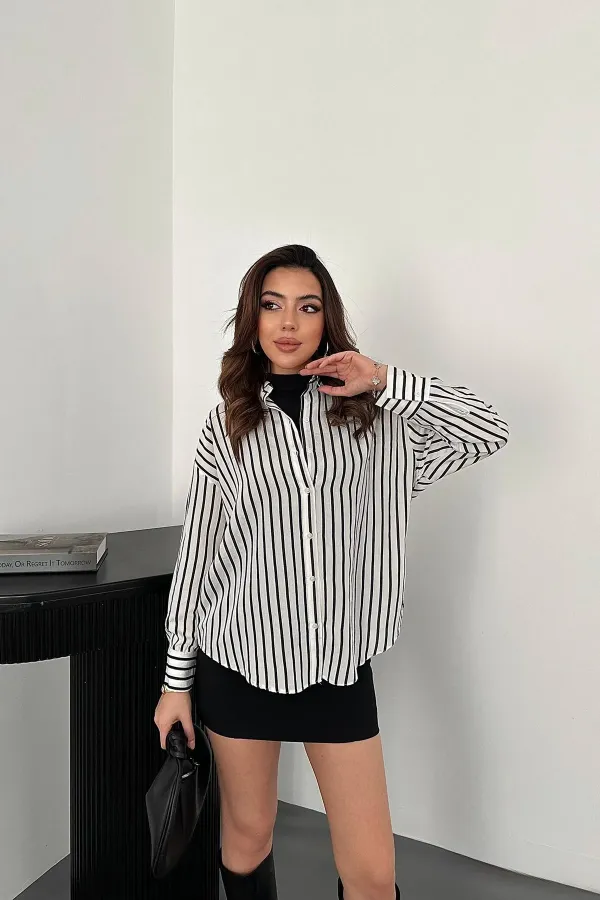 Chemise rayée noire en gros