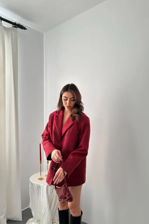 Toptan Bordo Blazer Süet Ceket