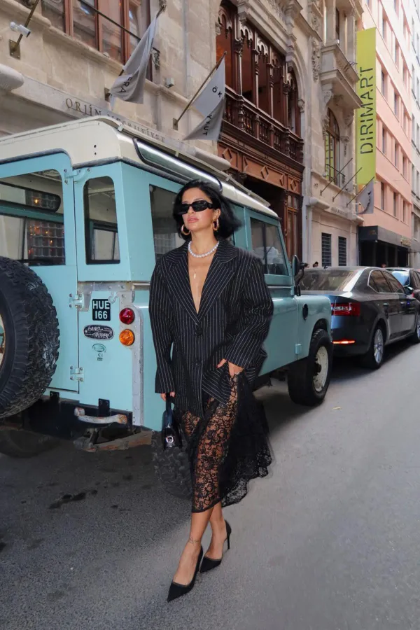 Veste oversize à rayures noires en gros