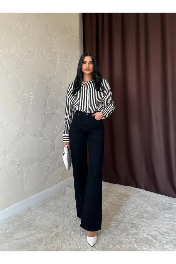 Toptan Siyah Comfy Jeans Pantolon