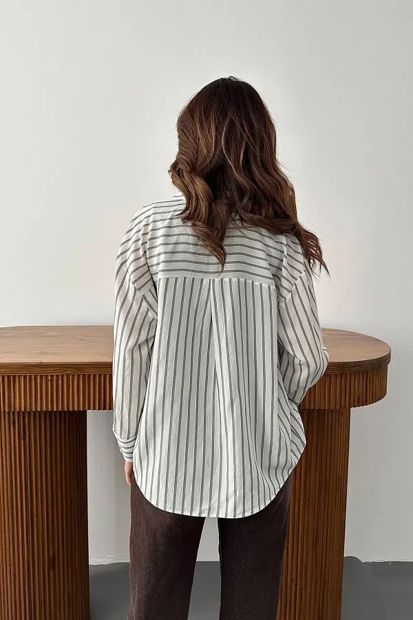 Toptan Yeşil Çizgili Gömlek