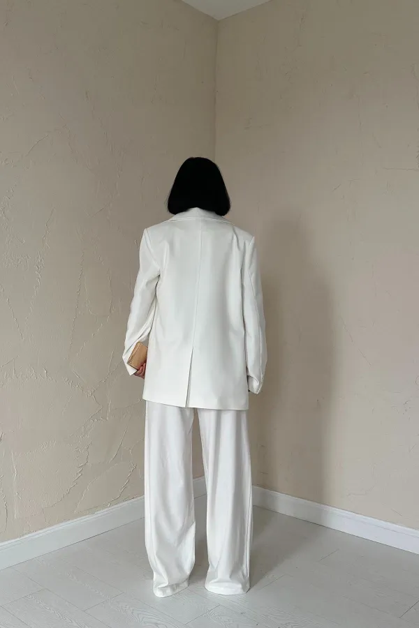 Ensemble veste, gilet et pantalon écru élégant en gros