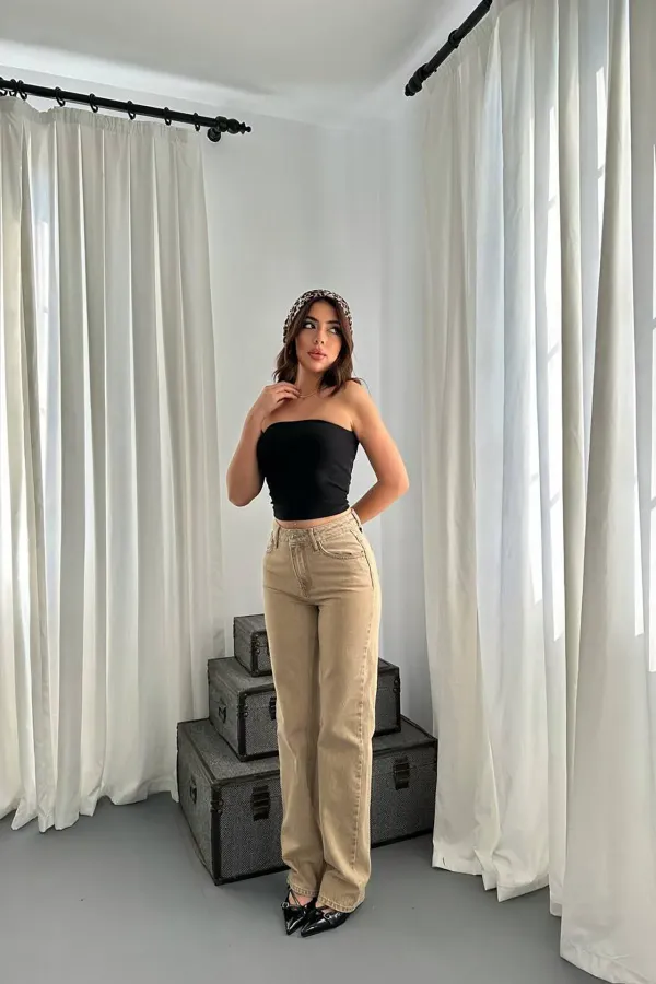 Jeans Straightmania en vison en gros