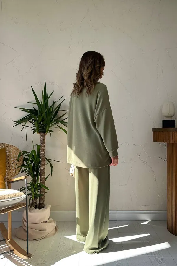 Ensemble pull et pantalon en velours côtelé classique Mint en gros