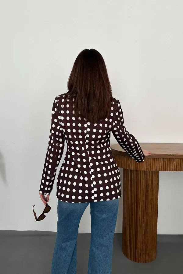 Veste blazer marron à pois en gros