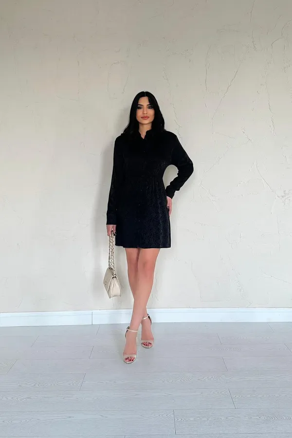 Robe jacquard noire à motifs en gros