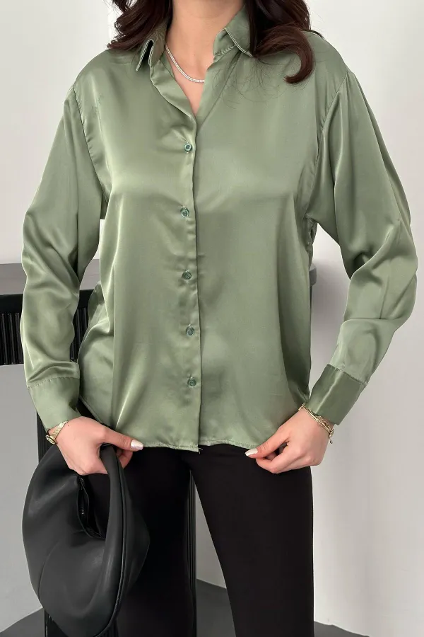 Toptan Mint Saten Gömlek