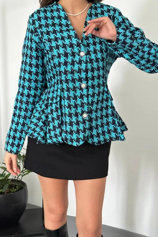 Veste bleue avec nœud dans le dos en gros