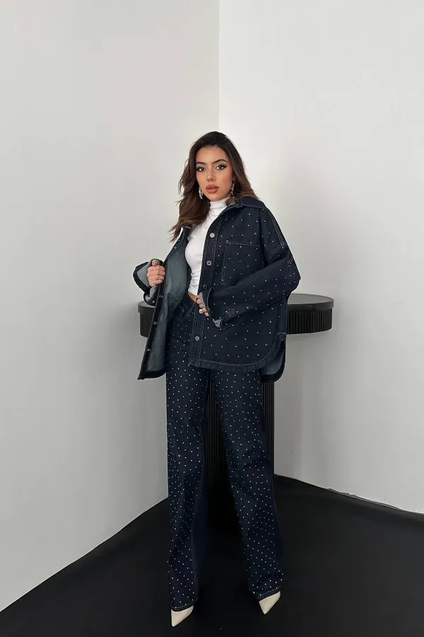 Ensemble chemise et pantalon en denim Blue Stone en gros