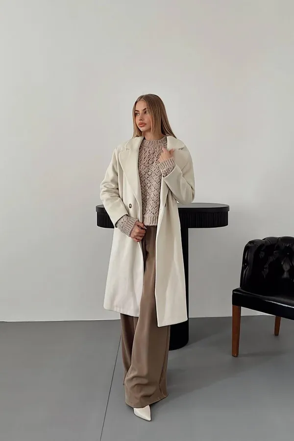 Manteau long écru en gros