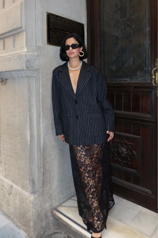 Veste oversize à rayures noires en gros